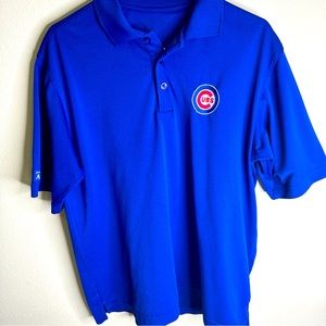 Antigua MLB Men's Polo Shirt Blue Chicago Cubs Short Sleeve Size Medium